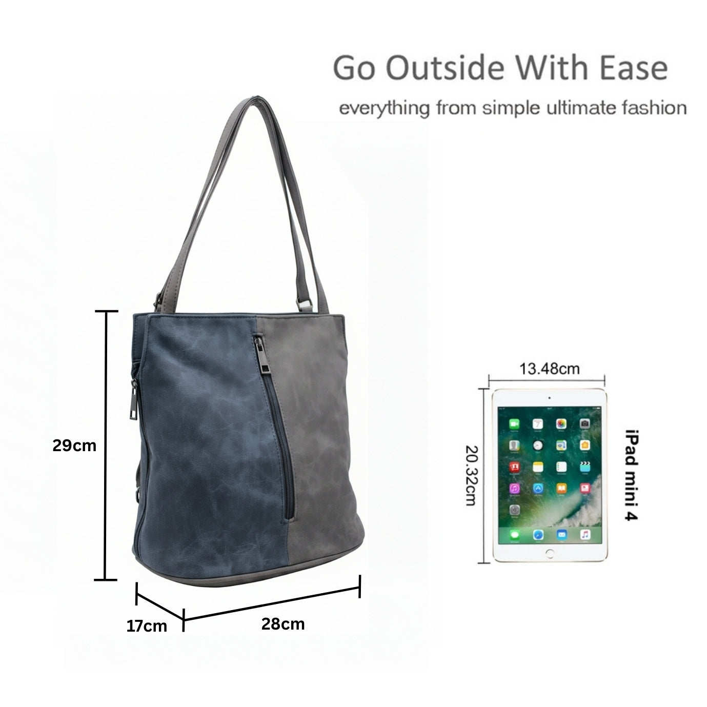 Convertible Shoulder Bag with Backpack Straps and Zip Pockets