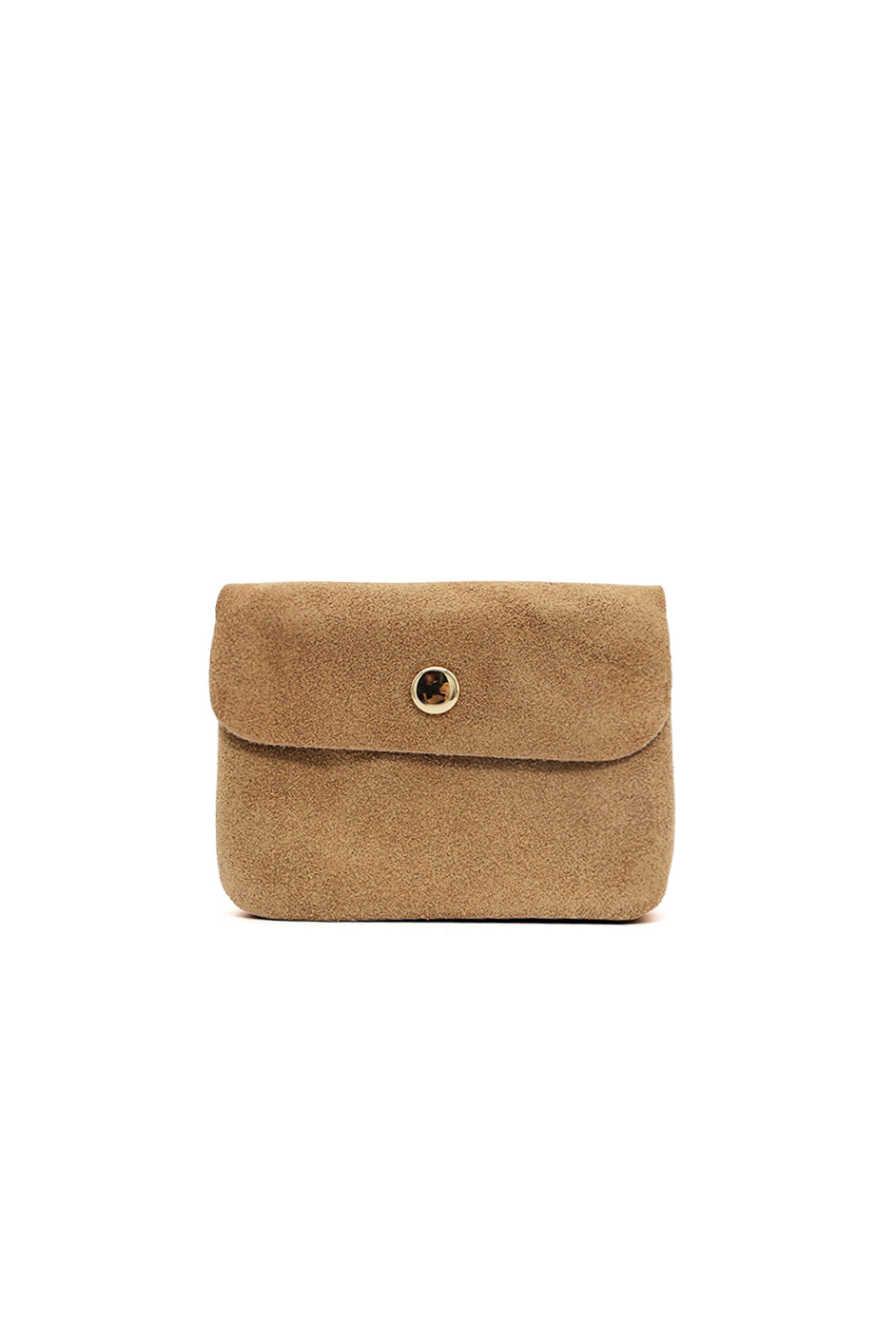 Compact Snap Button Slim Fit Italian Genuine Suede Purse