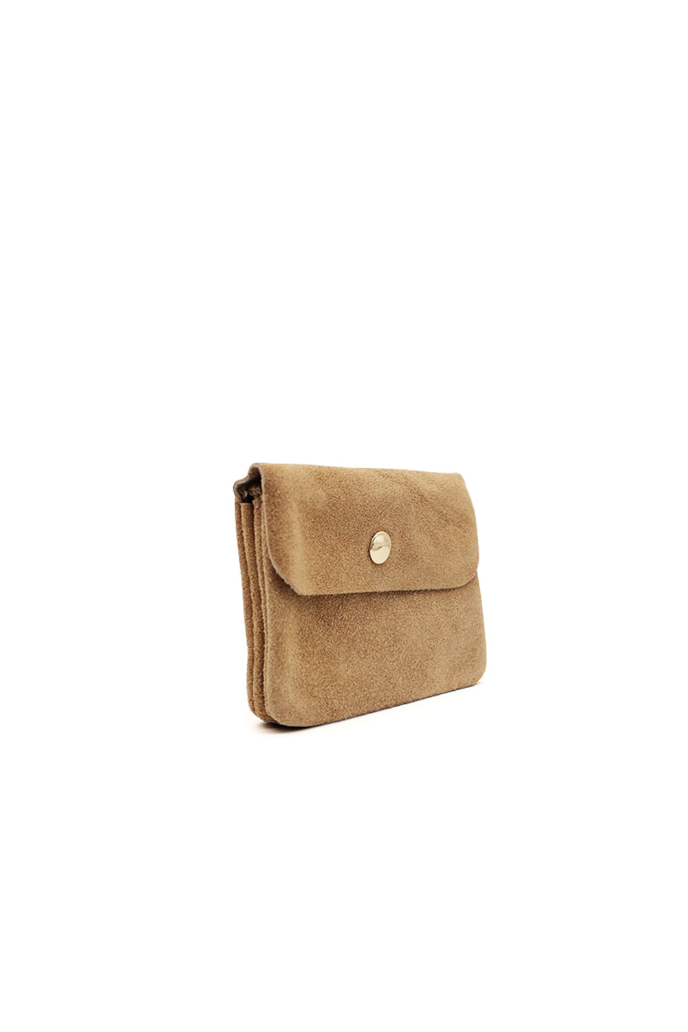 Compact Snap Button Slim Fit Italian Genuine Suede Purse