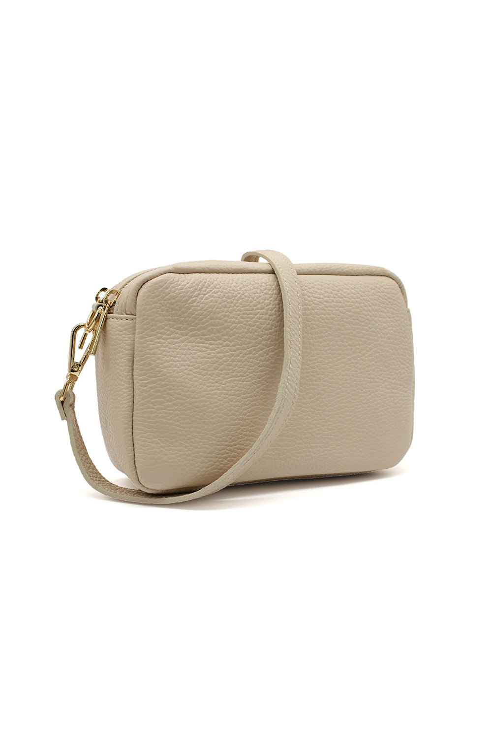 Italian Genuine Leather Crossbody Bag with Double Zipper Compartments