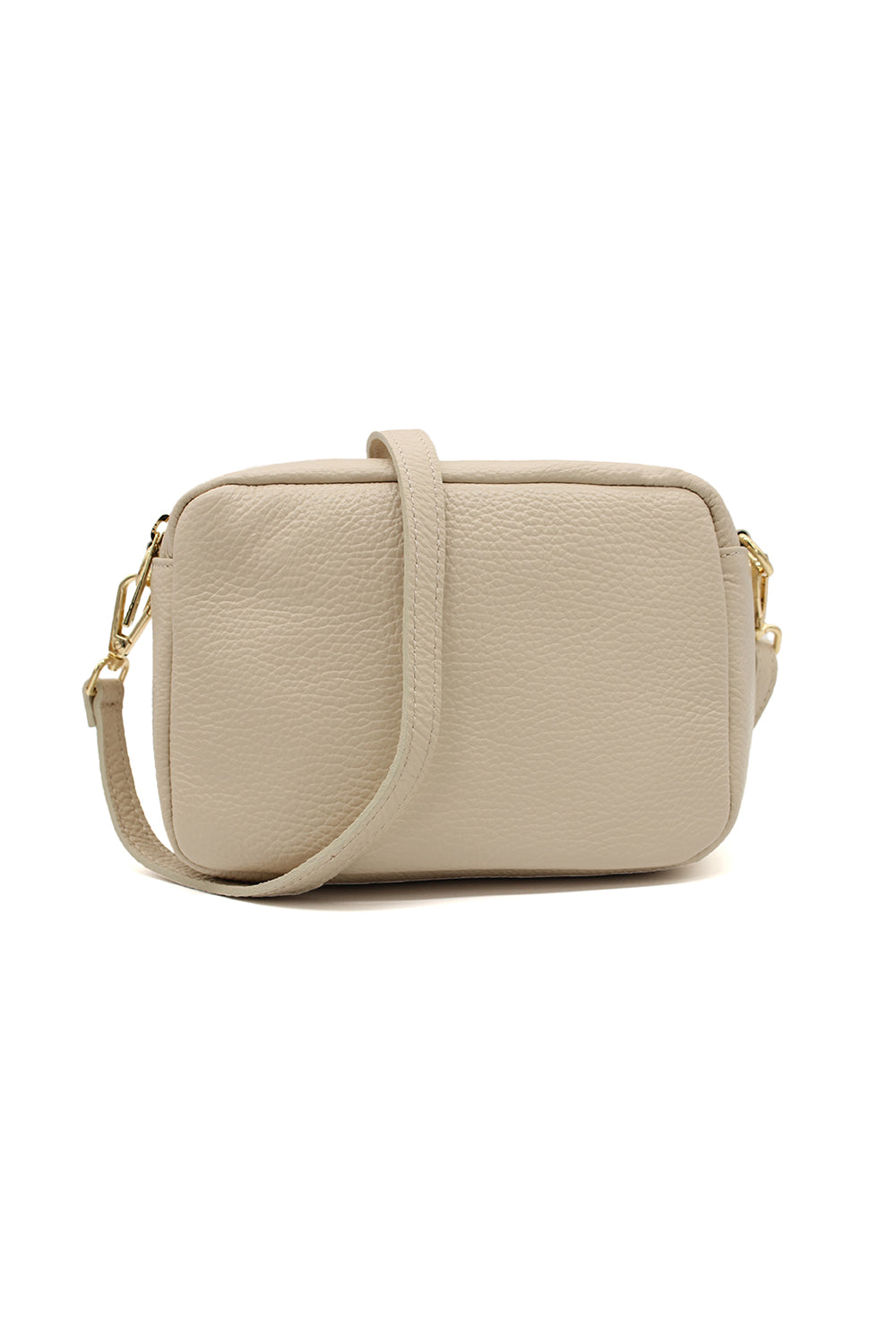Italian Genuine Leather Crossbody Bag with Double Zipper Compartments