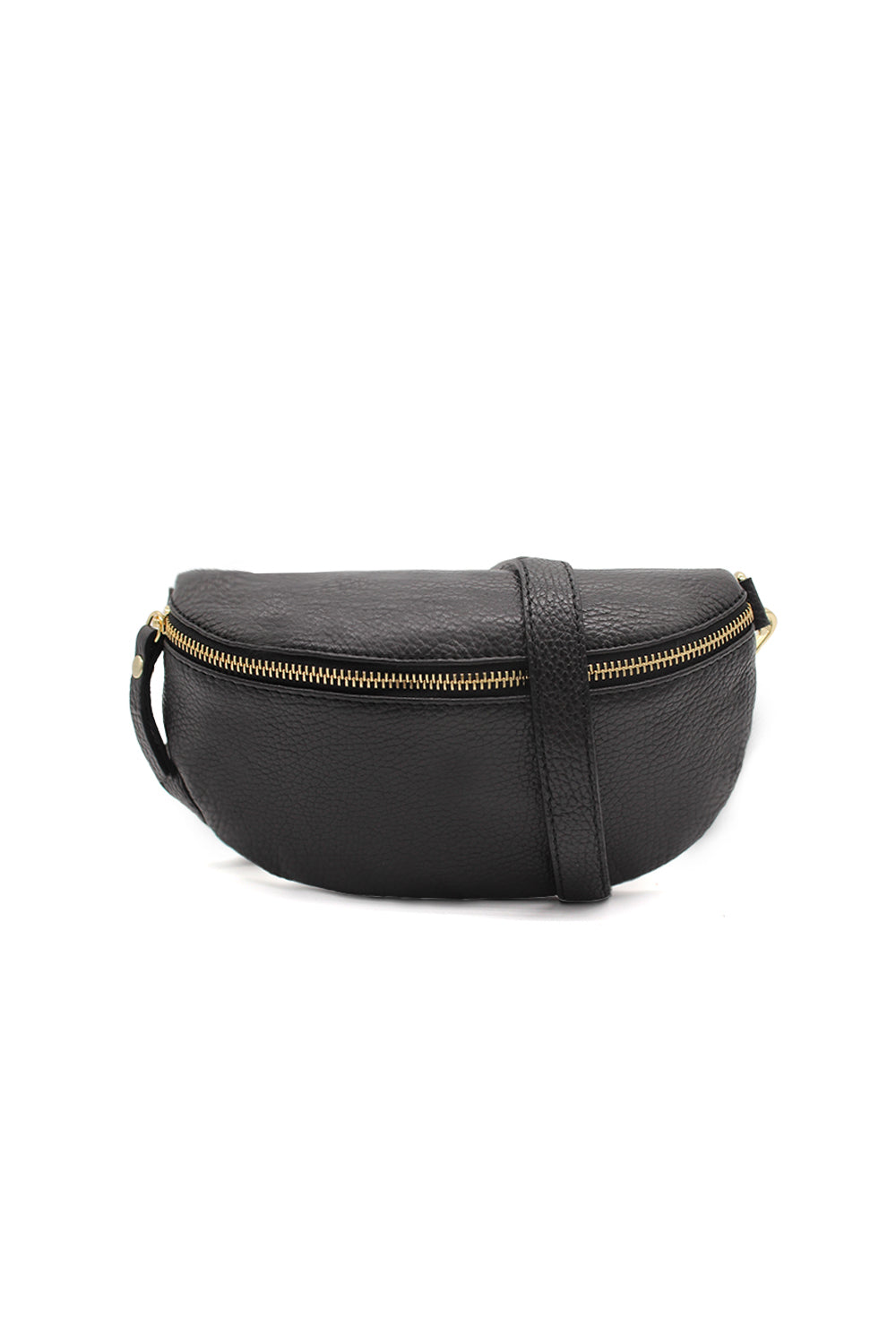 Minimalist Genuine Leather Sling Crossbody Bag with Zippered Closure