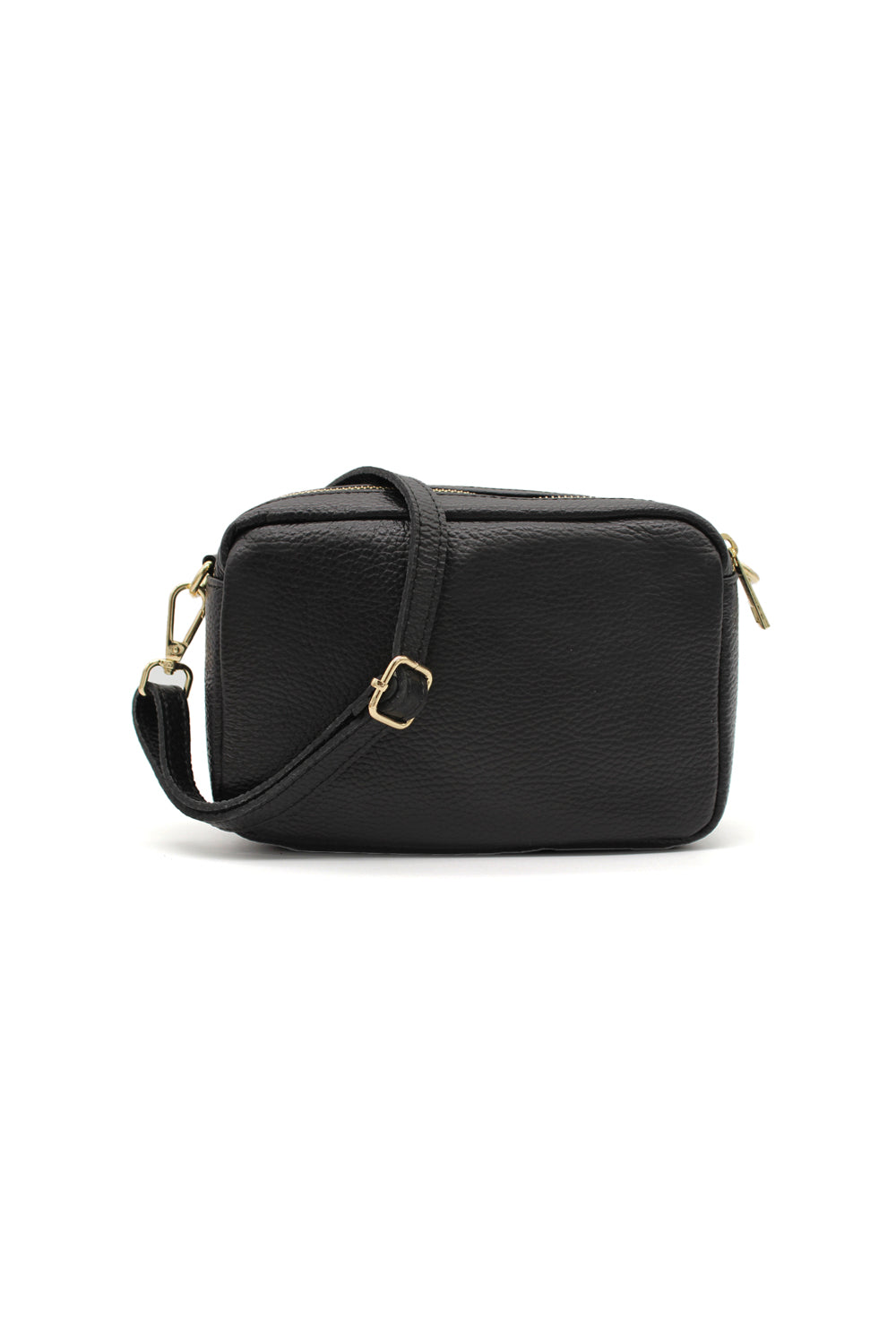 Italian Genuine Leather Crossbody Bag with Double Zipper Compartments