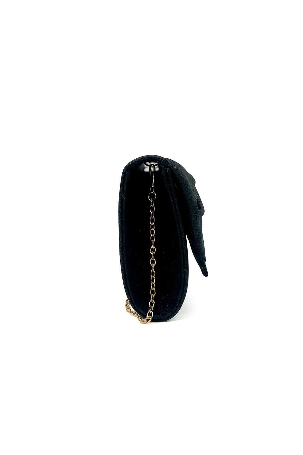 Pleated Glitter Clutch Bag with Chain Strap