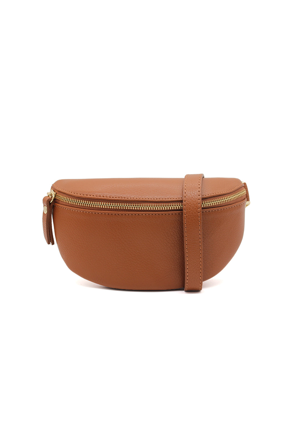 Minimalist Genuine Leather Sling Crossbody Bag with Zippered Closure