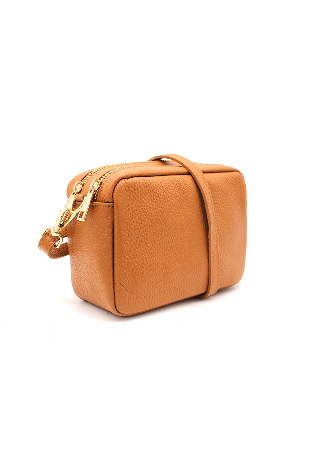 Italian Genuine Leather Crossbody Bag with Double Zipper Compartments