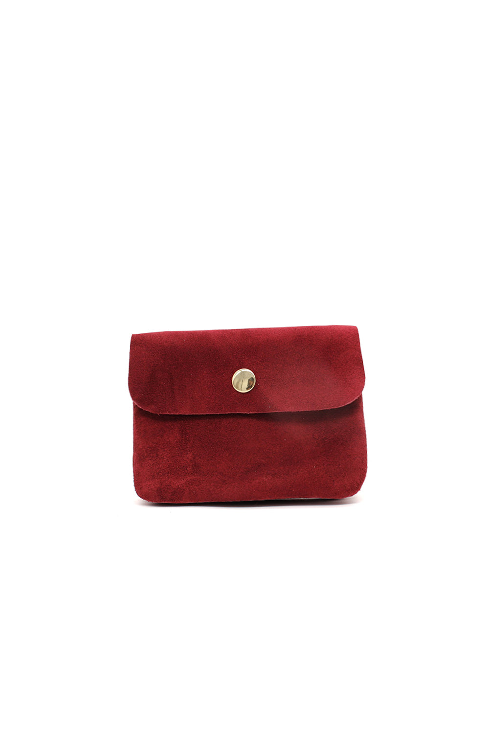 Compact Snap Button Slim Fit Italian Genuine Suede Purse
