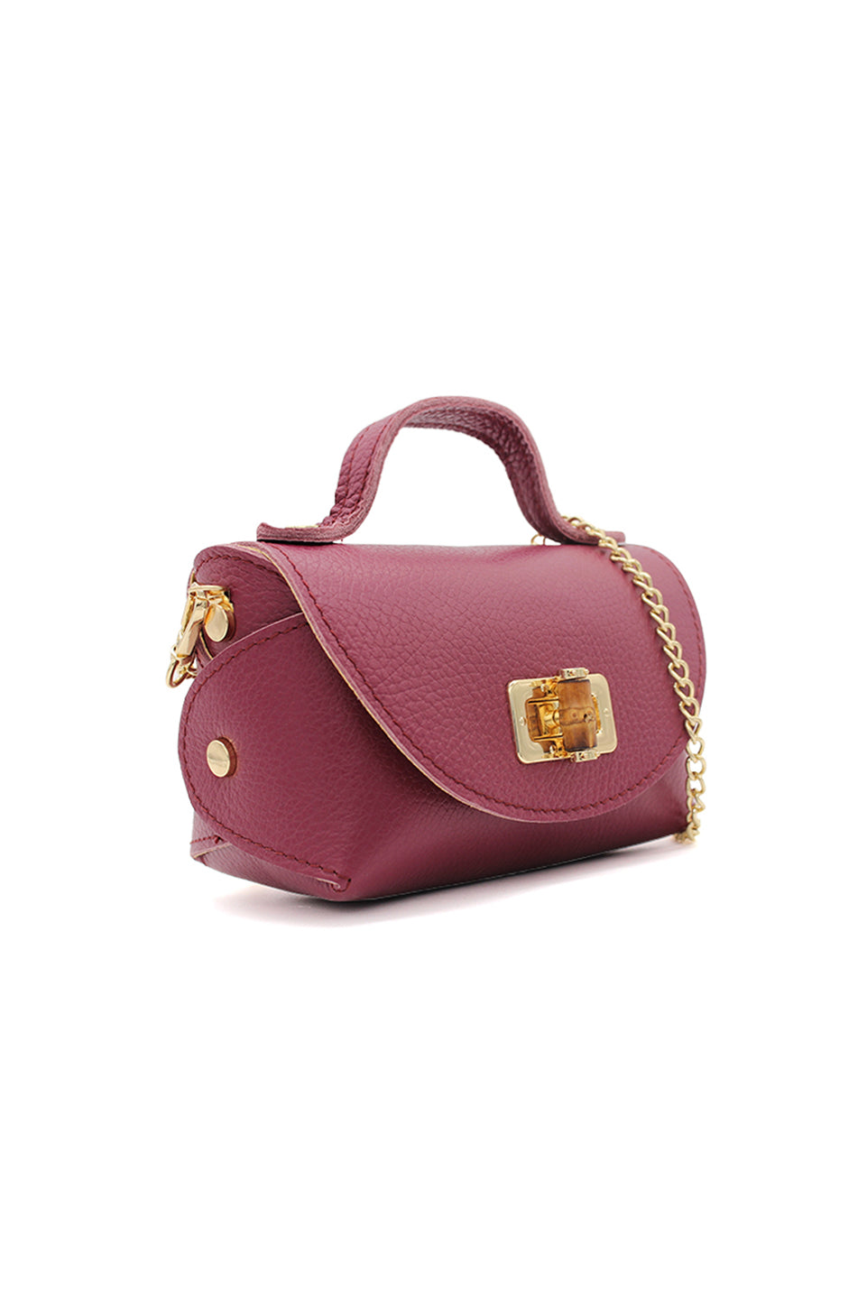 Genuine Italian Leather Crossbody Bag with Chain Strap and Twist Lock Closure