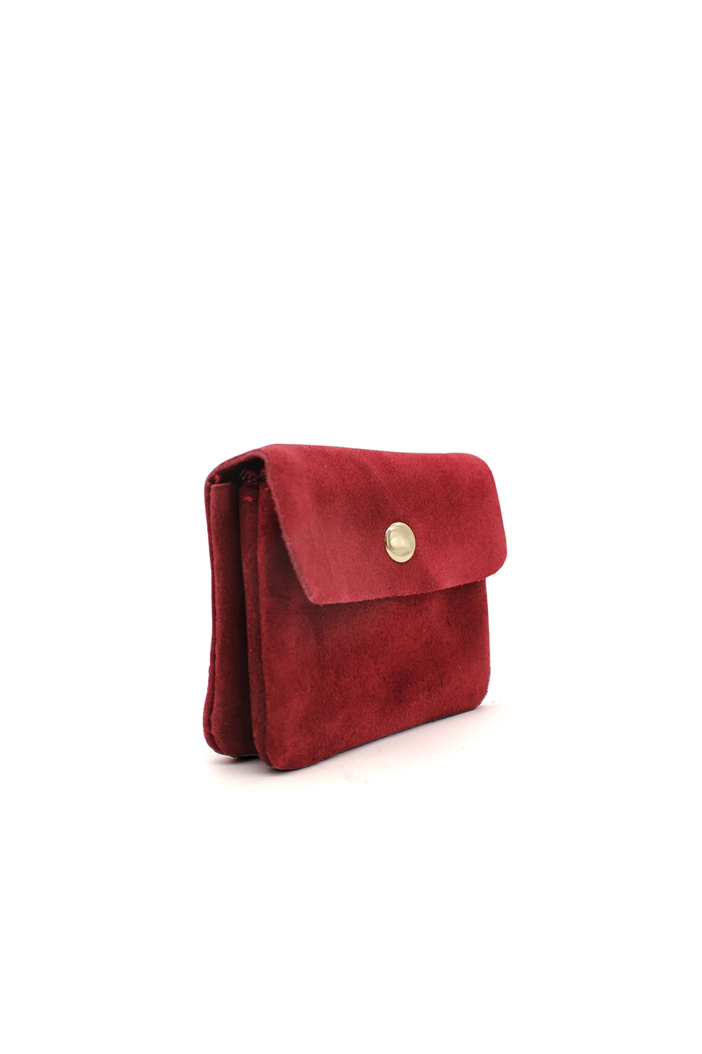 Compact Snap Button Slim Fit Italian Genuine Suede Purse