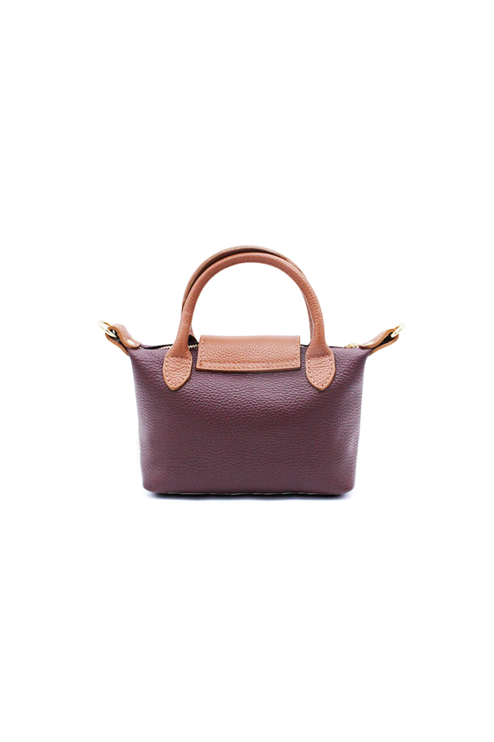 Compact Two-Tone Handbag with Top Handles and Strap