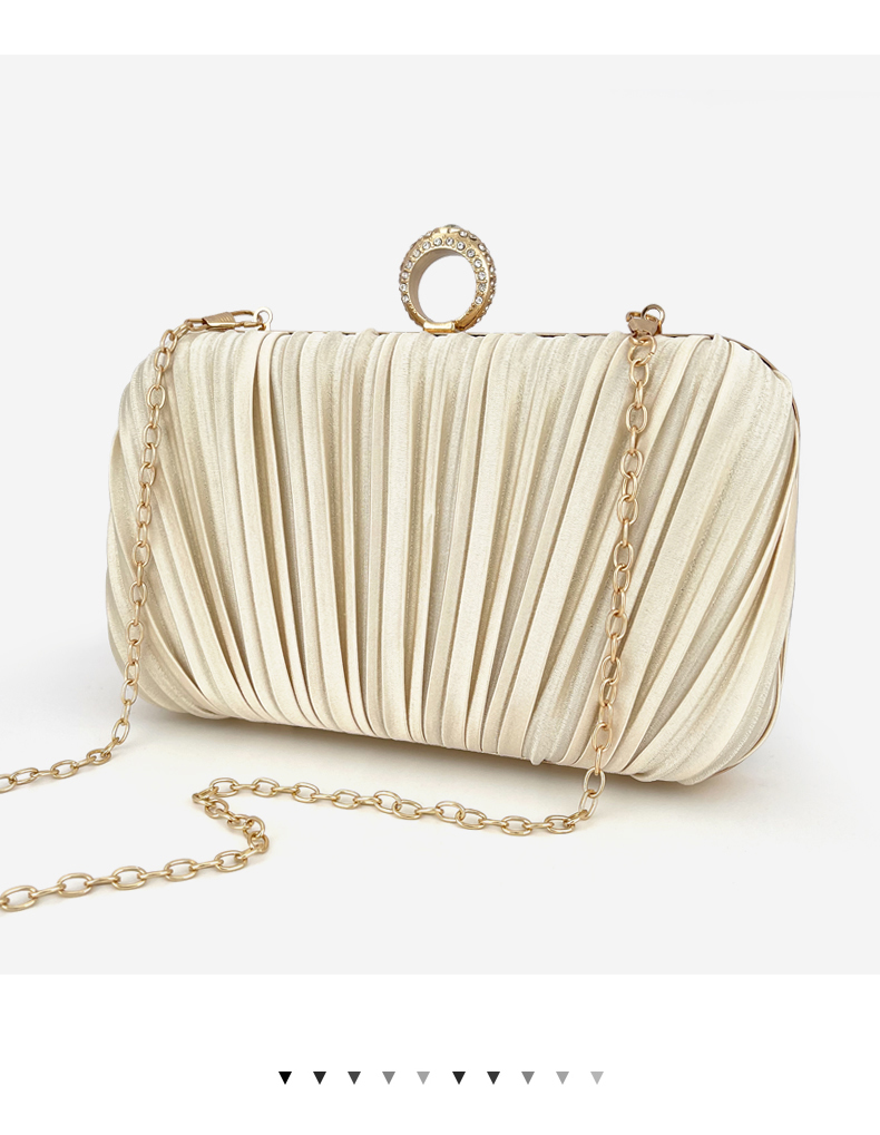 Elegant Pleated Evening Clutch Bag with Ring Handle