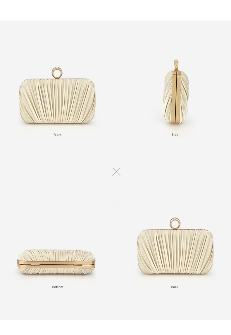 Elegant Pleated Evening Clutch Bag with Ring Handle