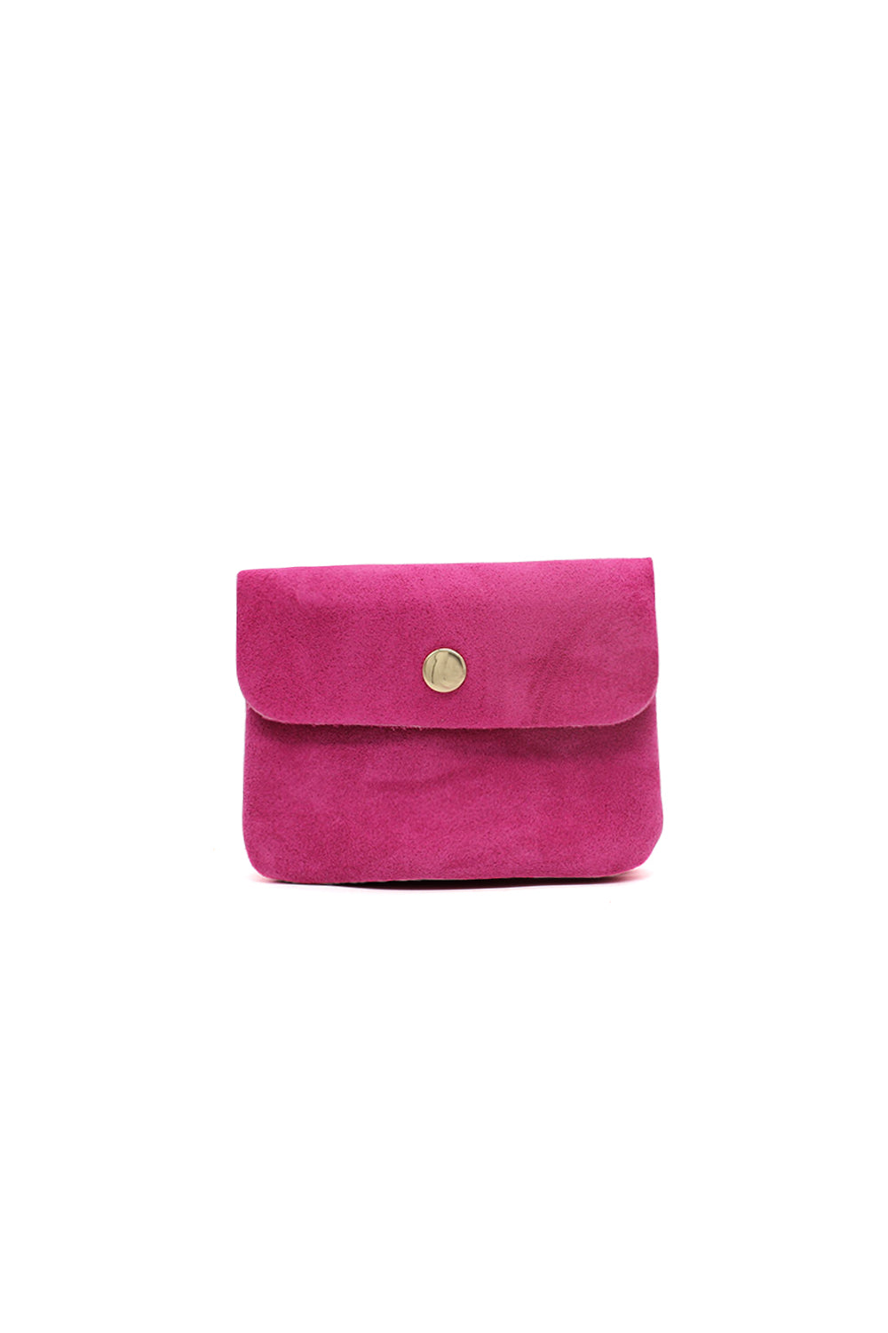 Compact Snap Button Slim Fit Italian Genuine Suede Purse