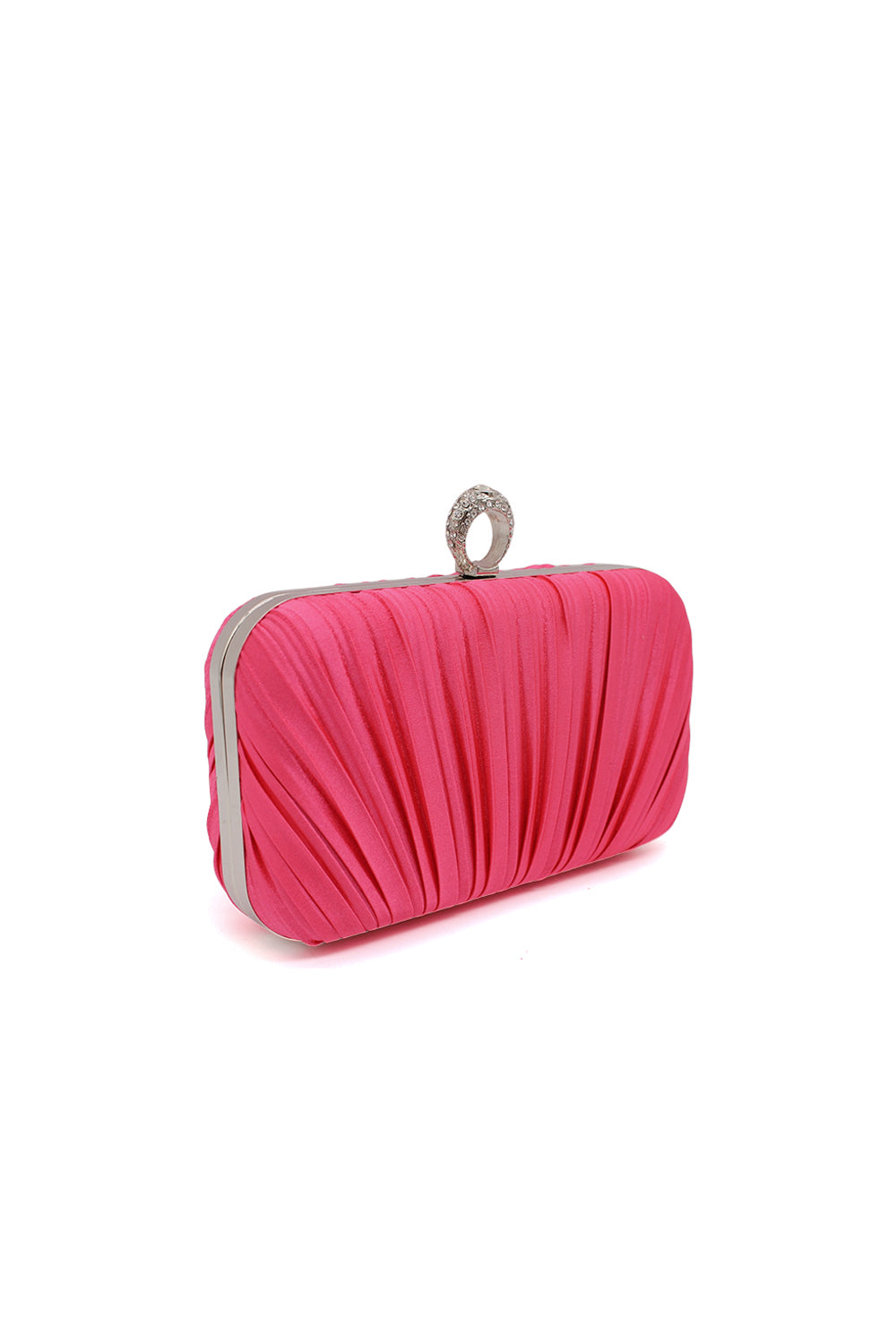 Elegant Pleated Evening Clutch Bag with Ring Handle