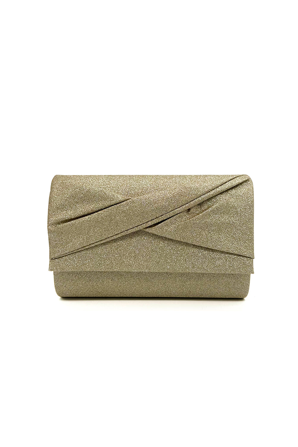 Pleated Glitter Clutch Bag with Chain Strap