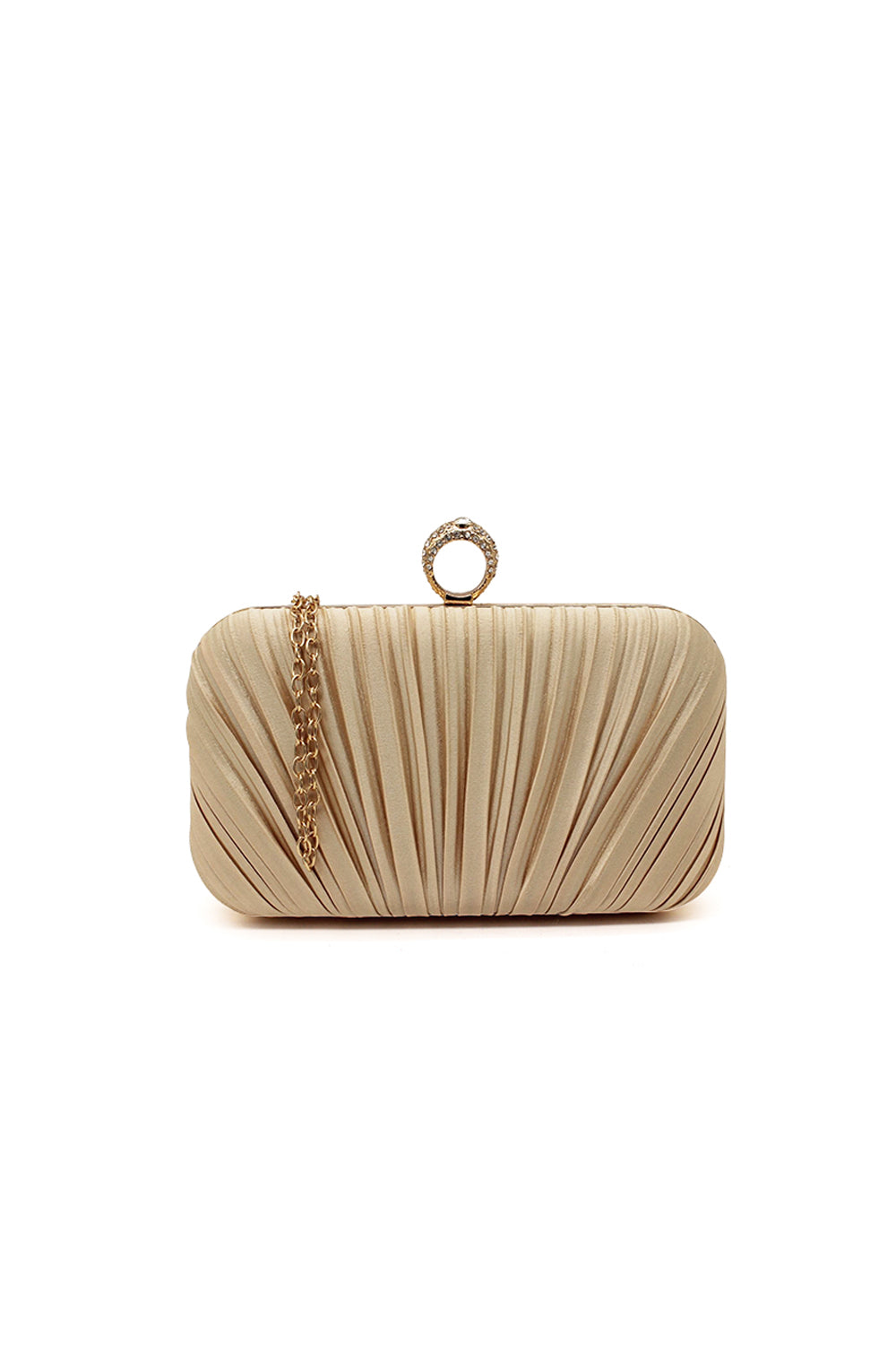 Elegant Pleated Evening Clutch Bag with Ring Handle