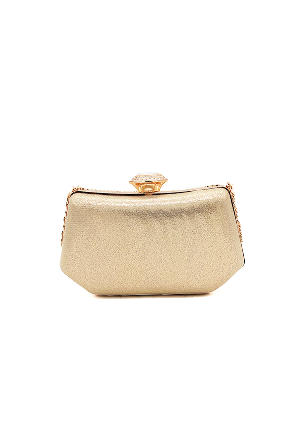 Sparkling Evening Clutch Bag with Chain Strap and Jewel Clasp