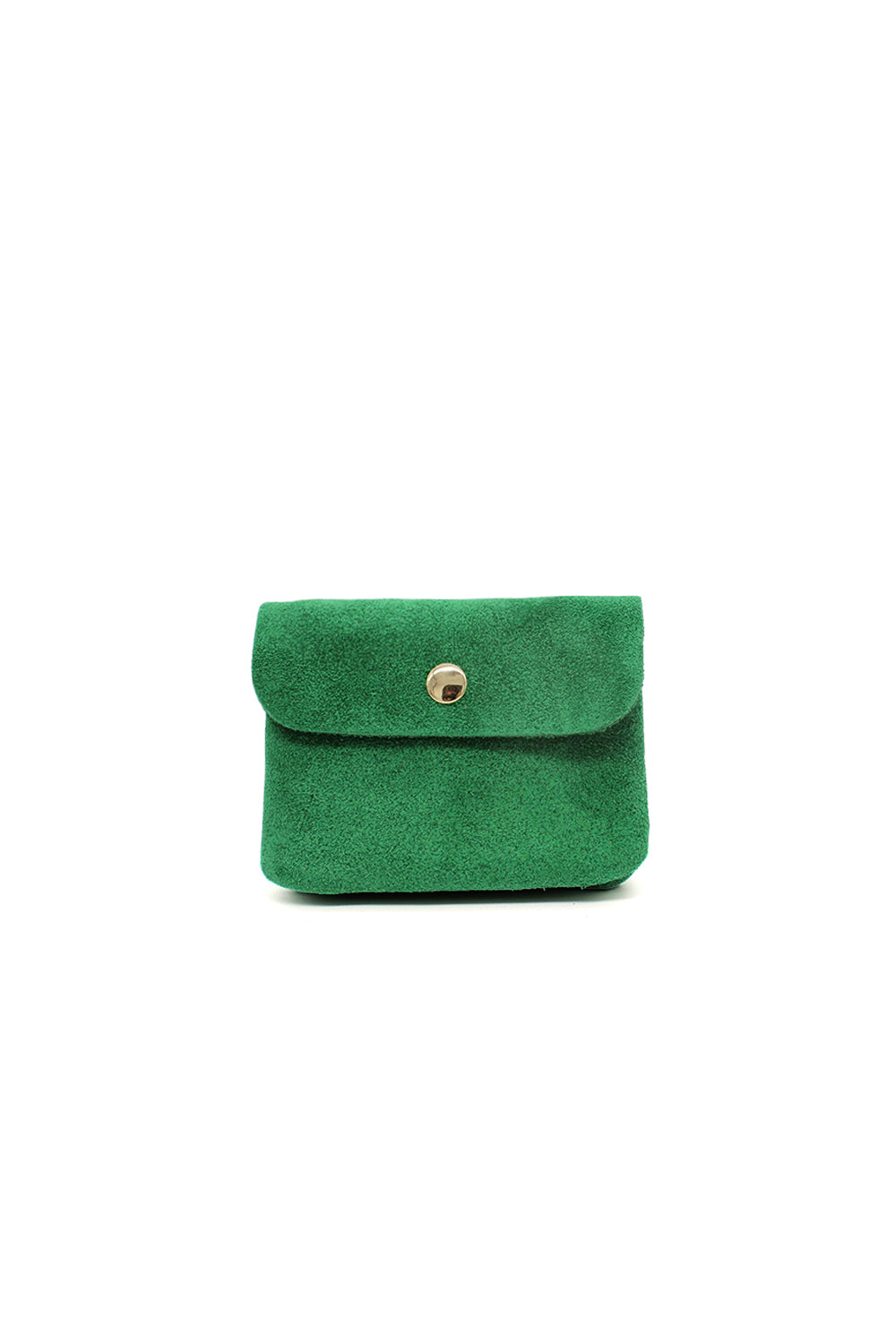 Compact Snap Button Slim Fit Italian Genuine Suede Purse