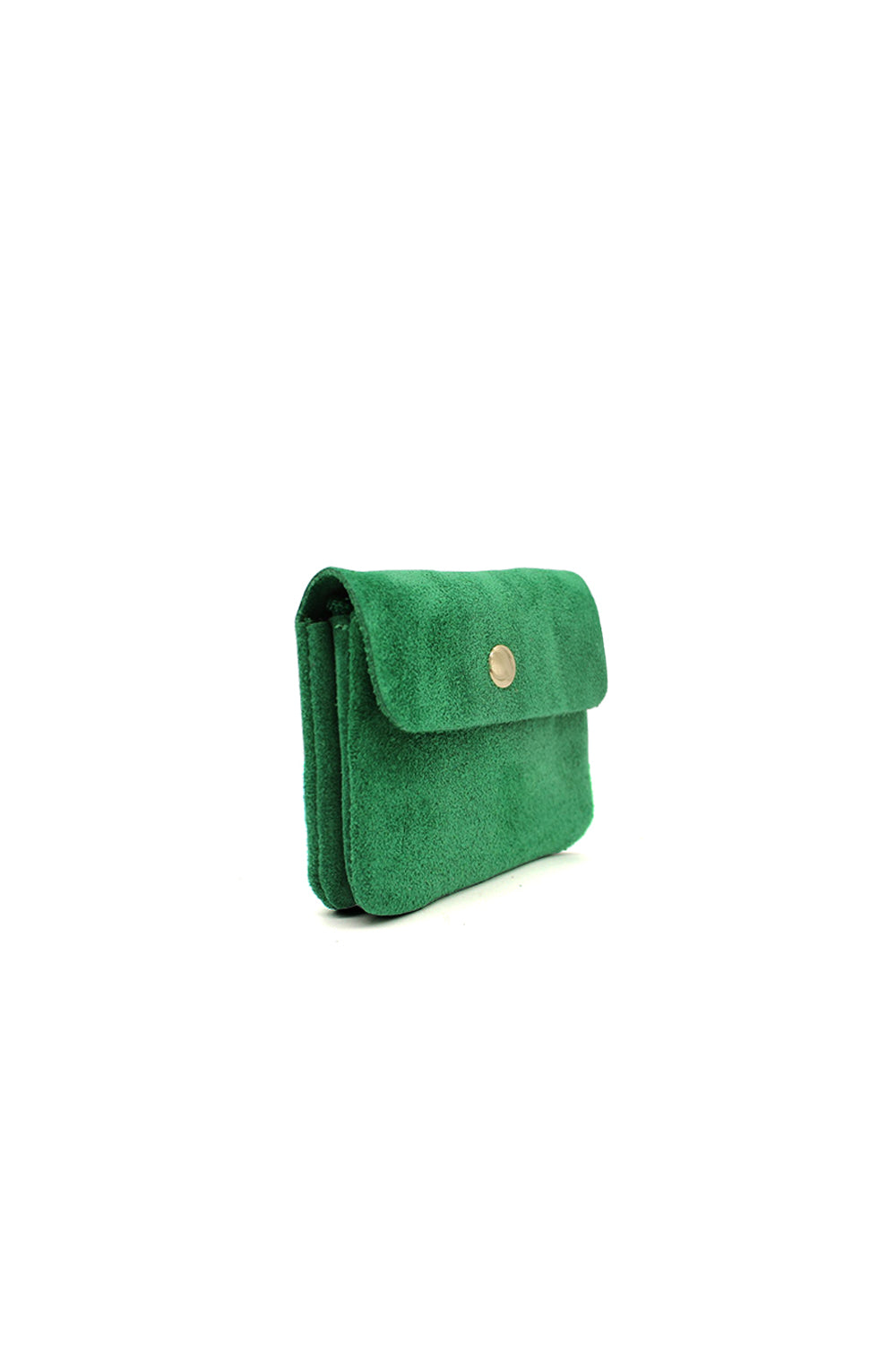 Compact Snap Button Slim Fit Italian Genuine Suede Purse