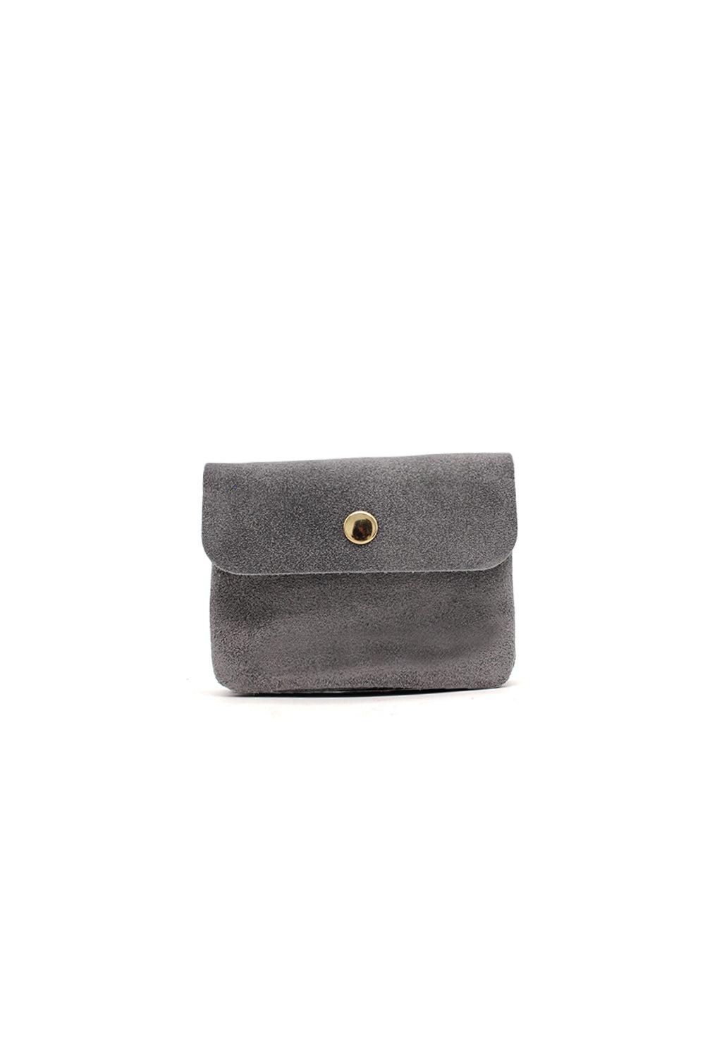 Compact Snap Button Slim Fit Italian Genuine Suede Purse