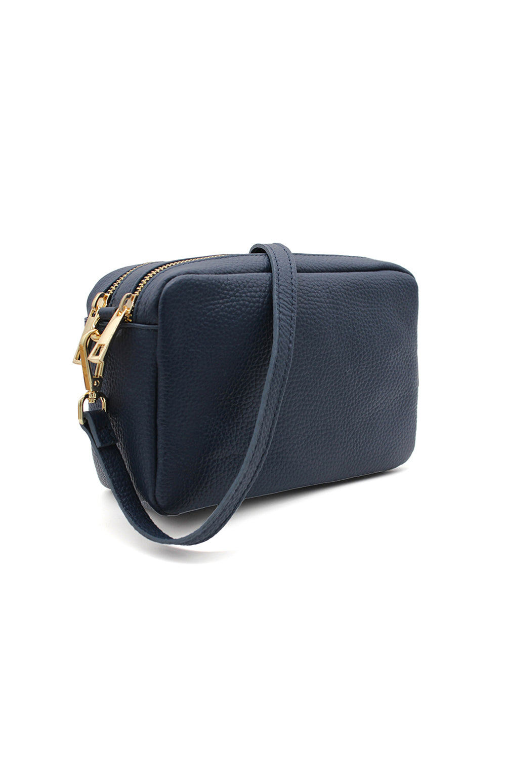 Italian Genuine Leather Crossbody Bag with Double Zipper Compartments