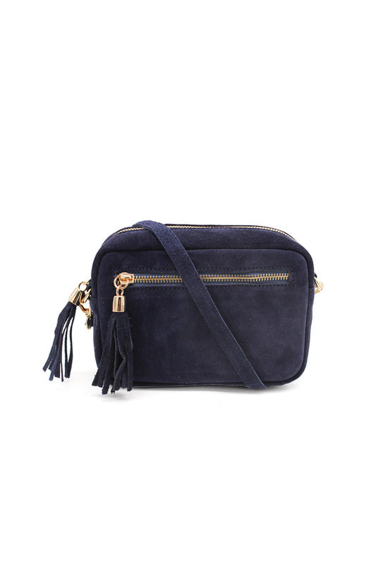 Casual Italian Genuine Suede Crossbody Bag with Tassel Zipper Closure