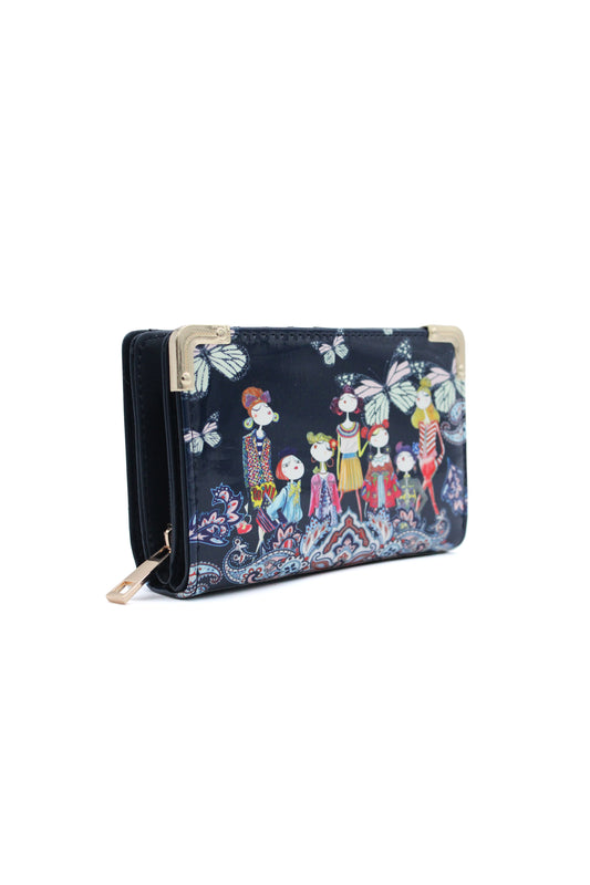 Butterfly Pattern Artistic Tri-Fold Wallet Purse
