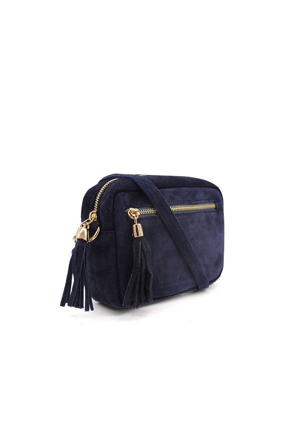 Casual Italian Genuine Suede Crossbody Bag with Tassel Zipper Closure