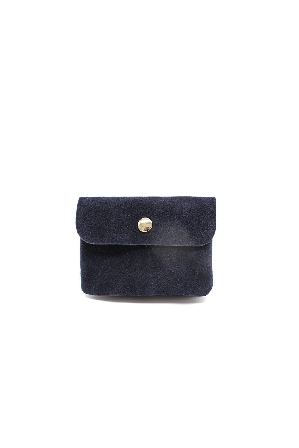 Compact Snap Button Slim Fit Italian Genuine Suede Purse