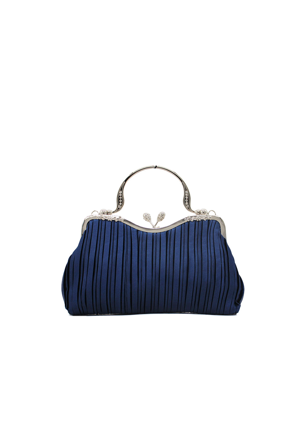 Pleated Clutch Bag with Chain Strap and Top Handle Design