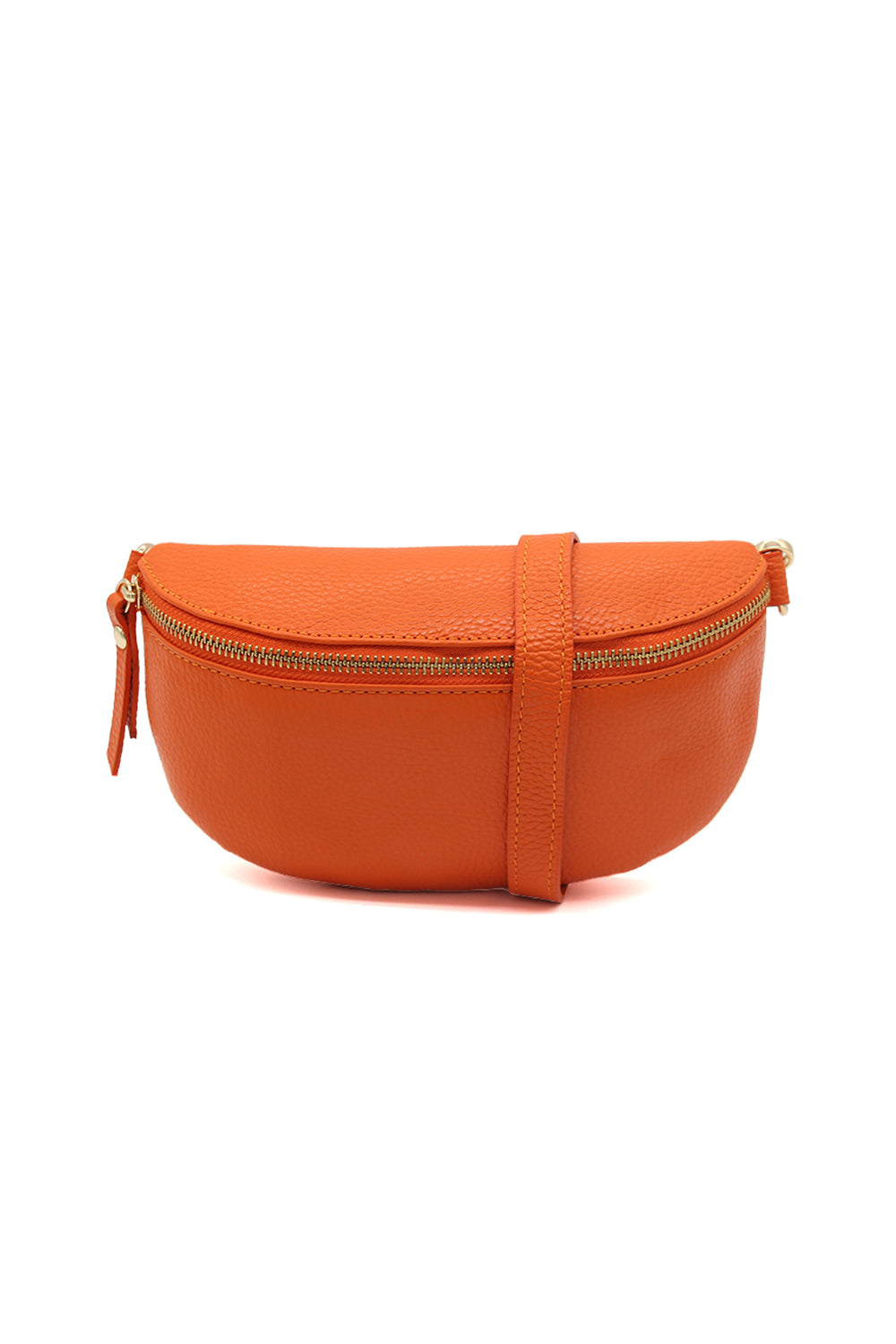 Minimalist Genuine Leather Sling Crossbody Bag with Zippered Closure