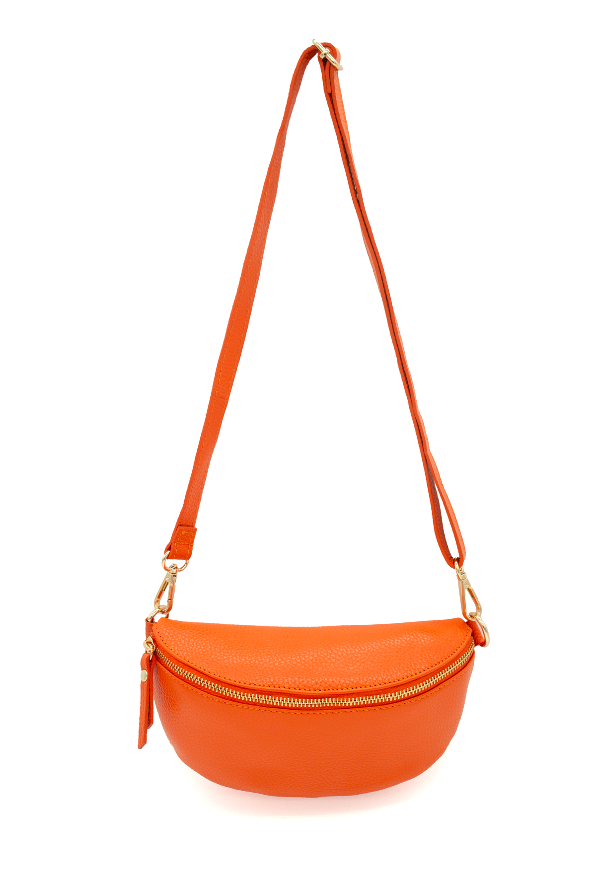 Minimalist Genuine Leather Sling Crossbody Bag with Zippered Closure
