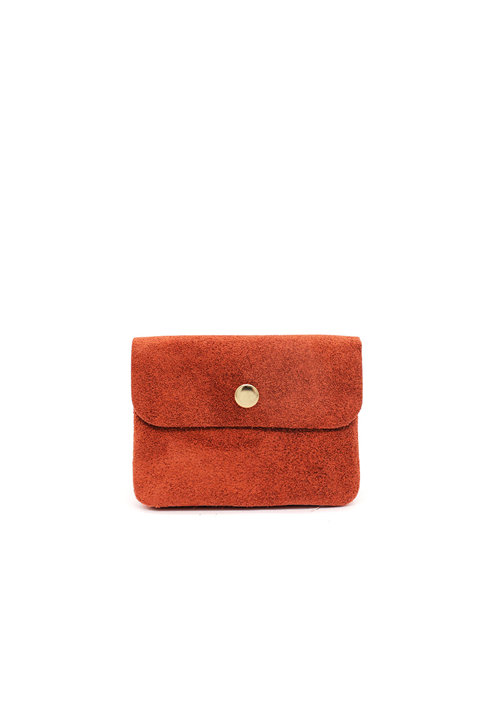 Compact Snap Button Slim Fit Italian Genuine Suede Purse