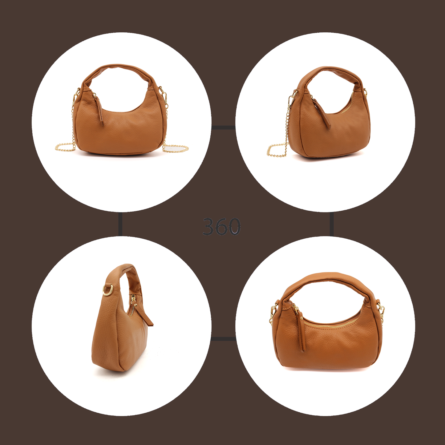 Chic Genuine Italian Leather Crossbody Bag with Elegant Chain Strap