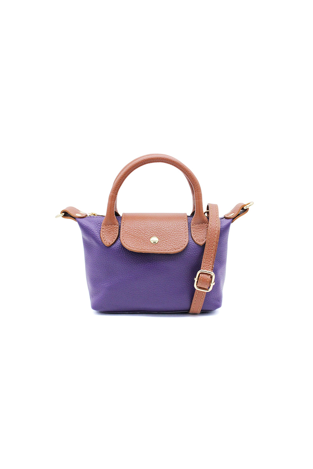 Compact Two-Tone Handbag with Top Handles and Strap