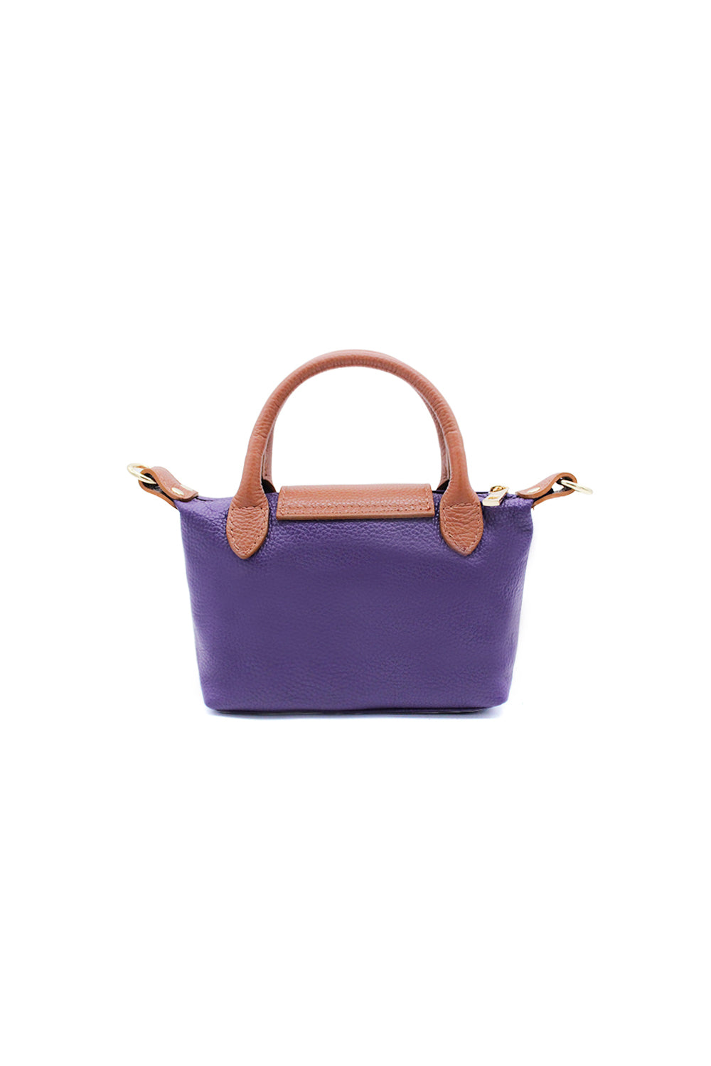Compact Two-Tone Handbag with Top Handles and Strap