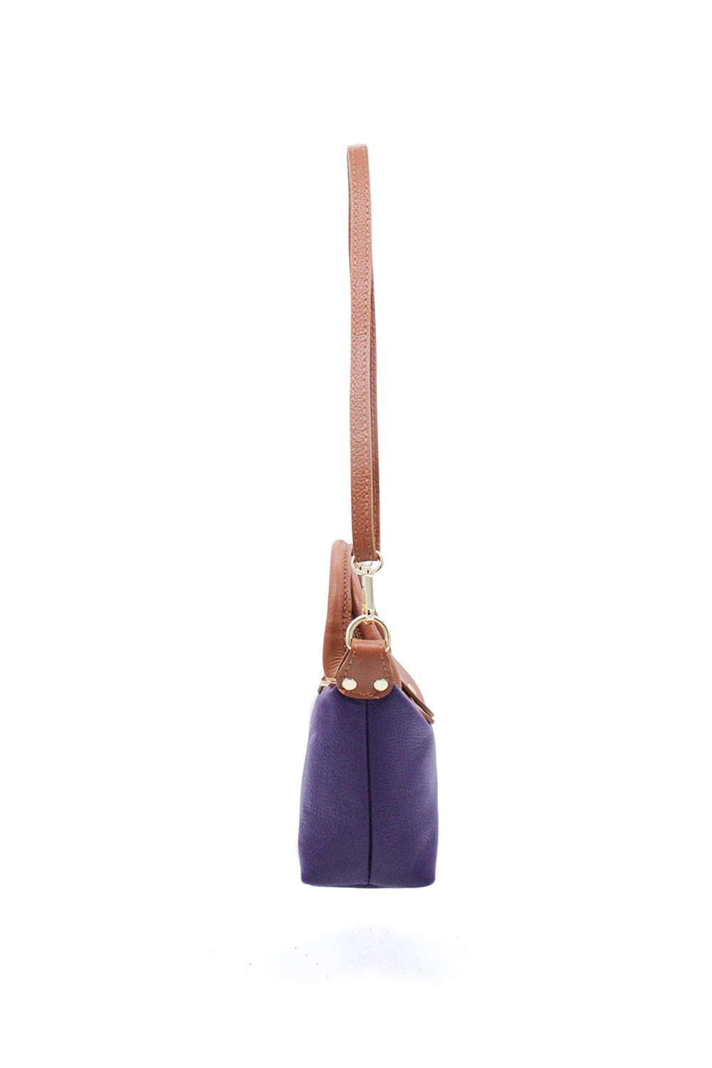 Compact Two-Tone Handbag with Top Handles and Strap