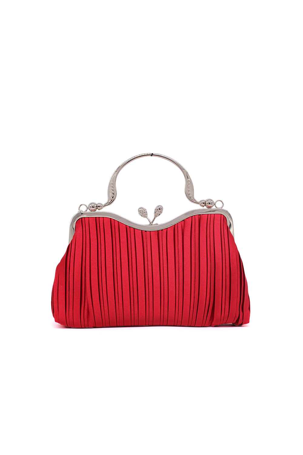 Pleated Clutch Bag with Chain Strap and Top Handle Design