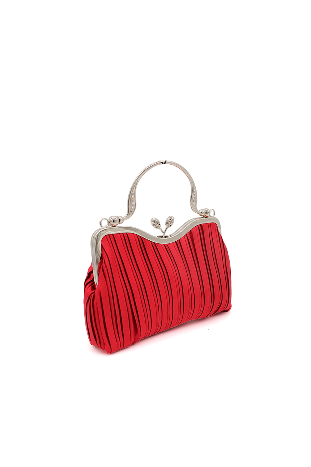 Pleated Clutch Bag with Chain Strap and Top Handle Design