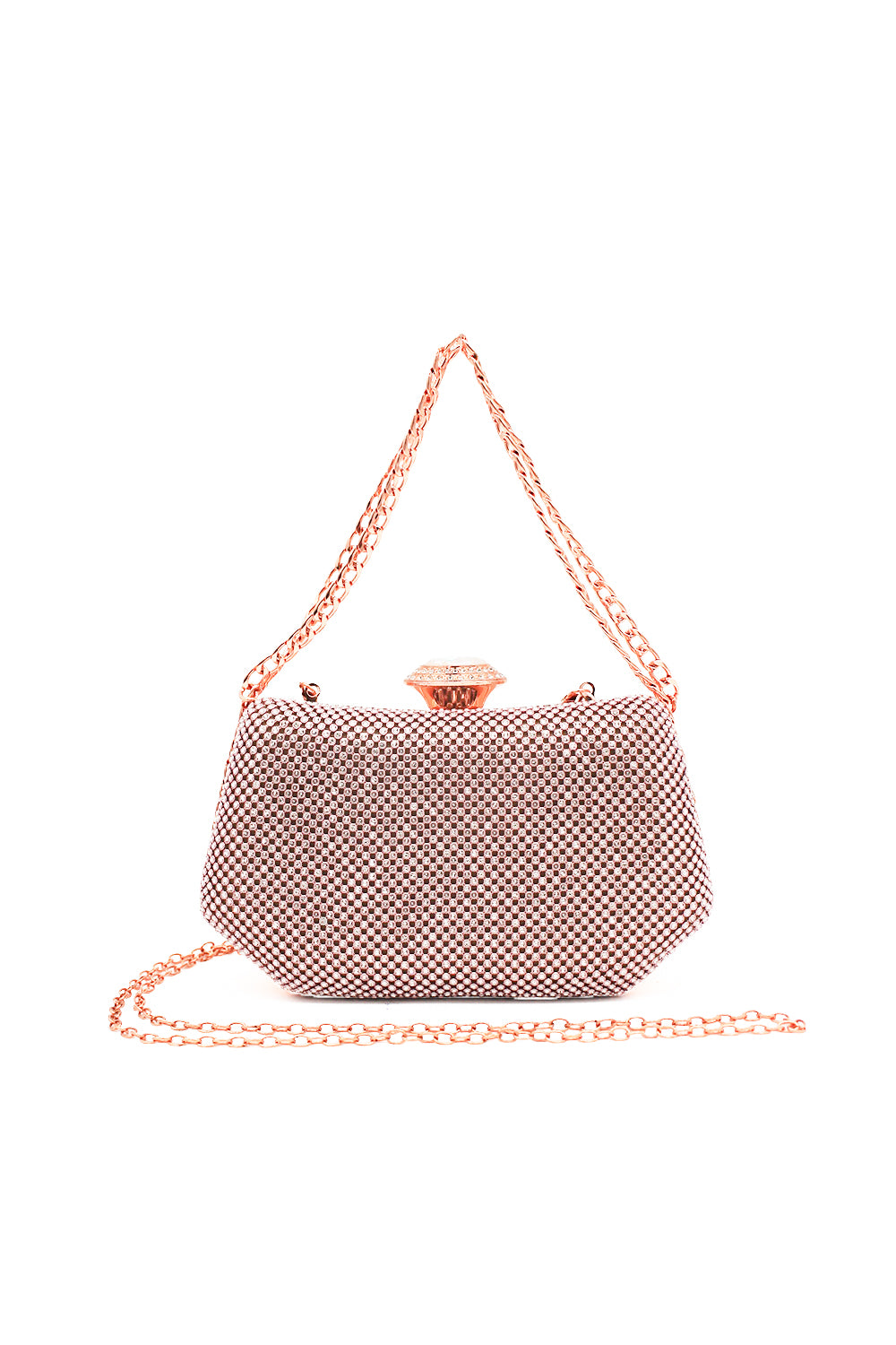 Sparkling Evening Clutch Bag with Chain Strap and Jewel Clasp