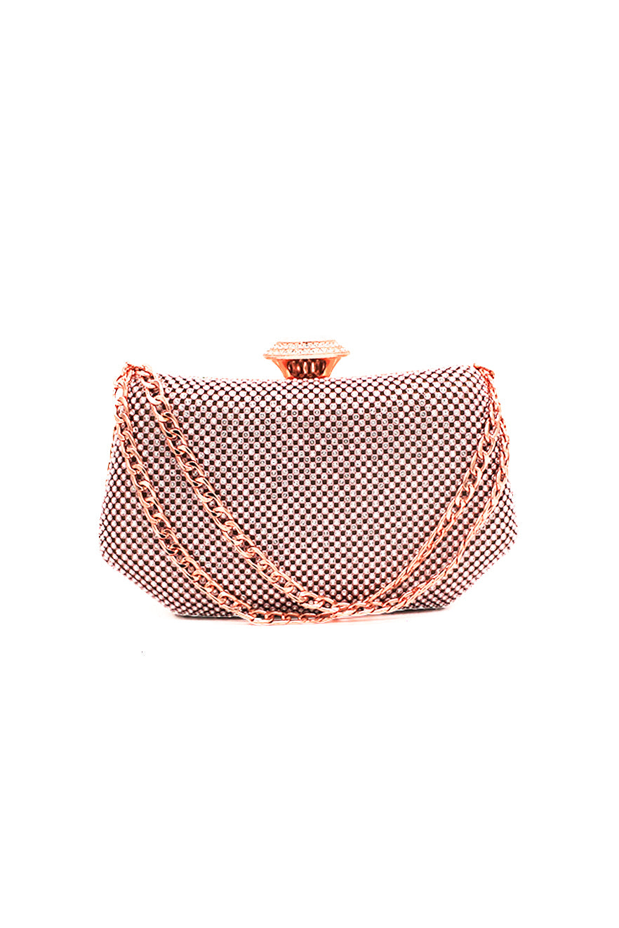 Sparkling Evening Clutch Bag with Chain Strap and Jewel Clasp