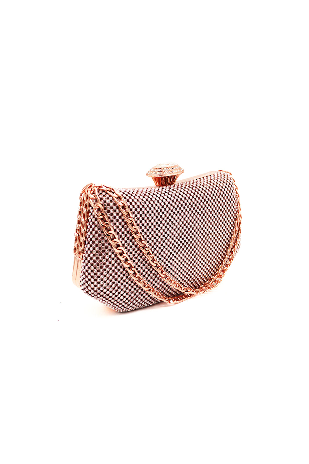 Sparkling Evening Clutch Bag with Chain Strap and Jewel Clasp