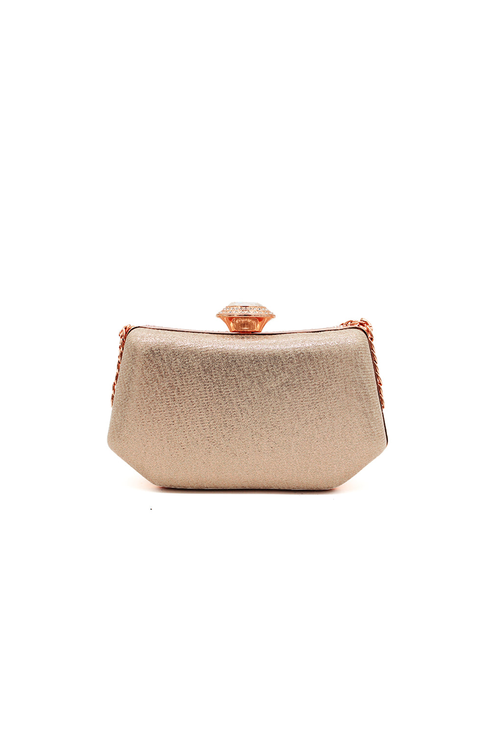 Sparkling Evening Clutch Bag with Chain Strap and Jewel Clasp
