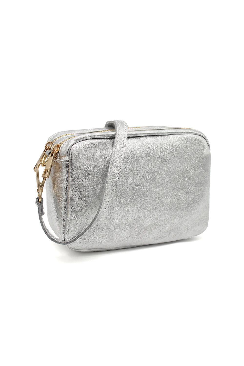 Italian Genuine Leather Crossbody Bag with Double Zipper Compartments