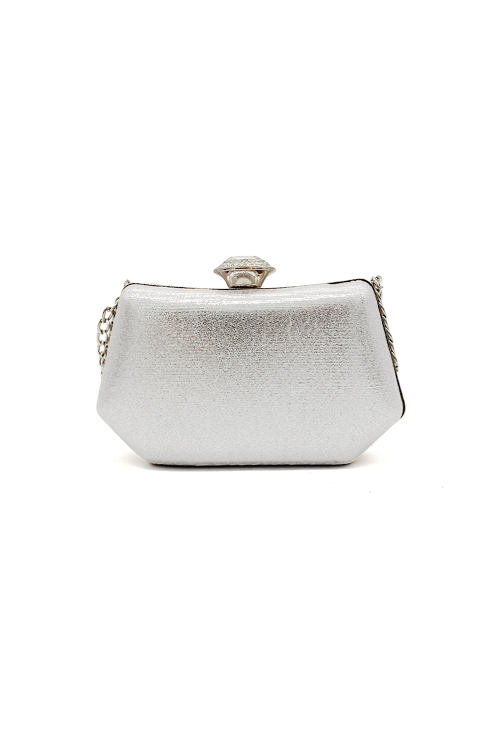 Sparkling Evening Clutch Bag with Chain Strap and Jewel Clasp