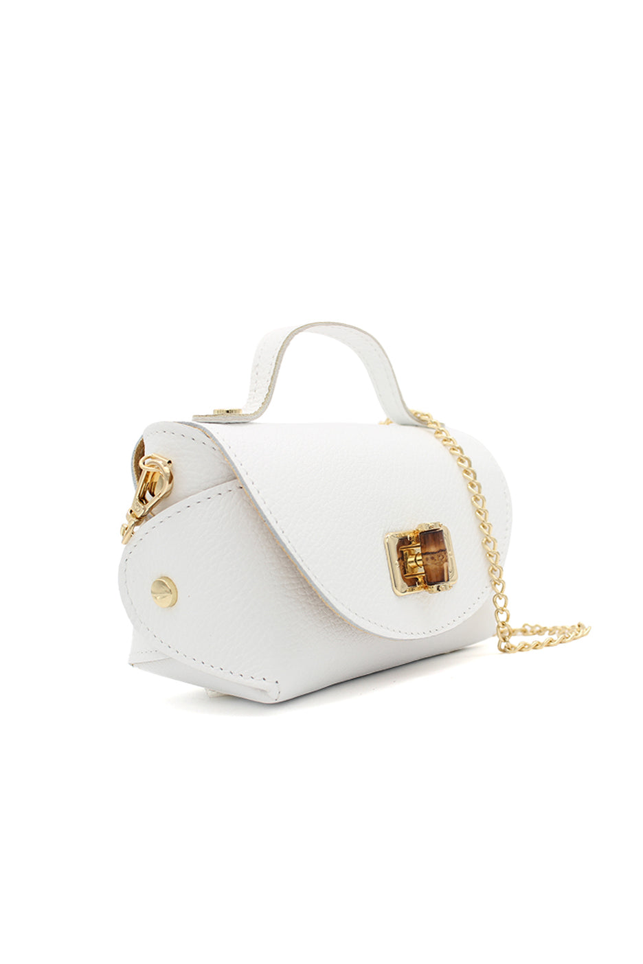 Genuine Italian Leather Crossbody Bag with Chain Strap and Twist Lock Closure