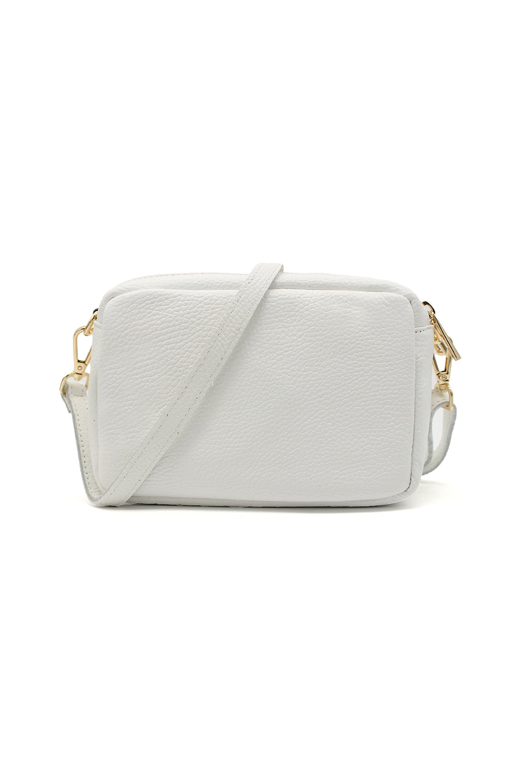 Italian Genuine Leather Crossbody Bag with Double Zipper Compartments