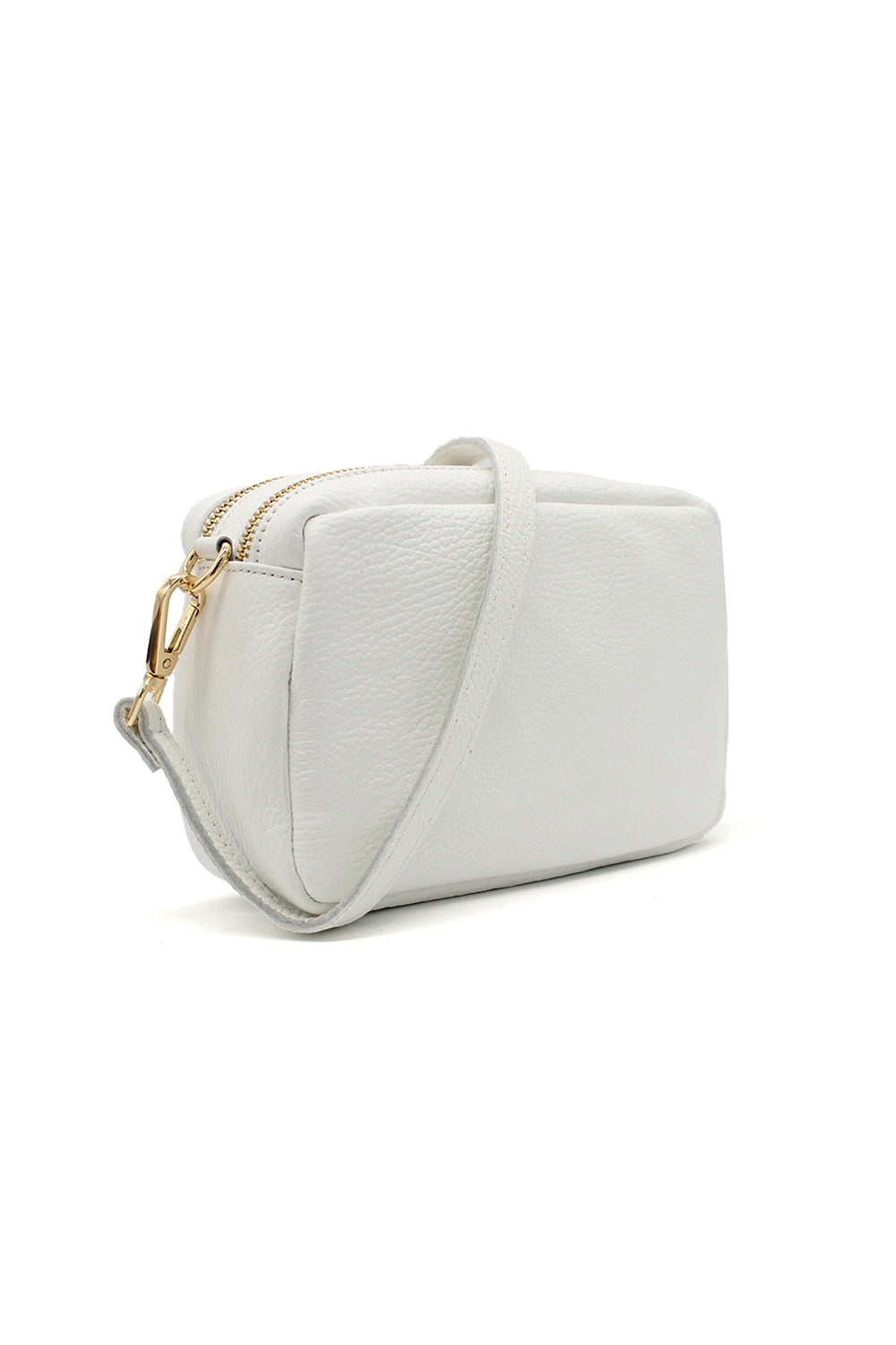 Italian Genuine Leather Crossbody Bag with Double Zipper Compartments