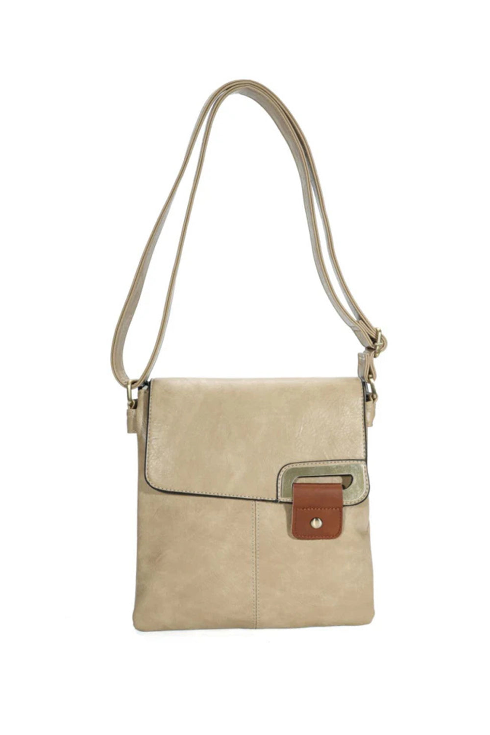 Adjustable Strap Crossbody Bag with Front Buckle Detail