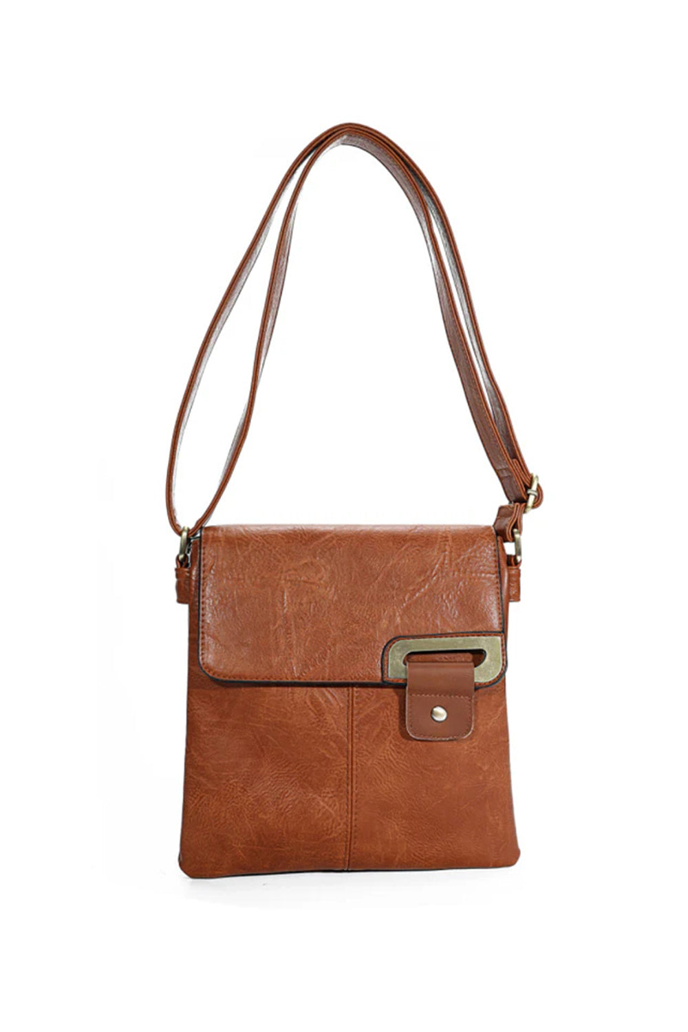 Adjustable Strap Crossbody Bag with Front Buckle Detail